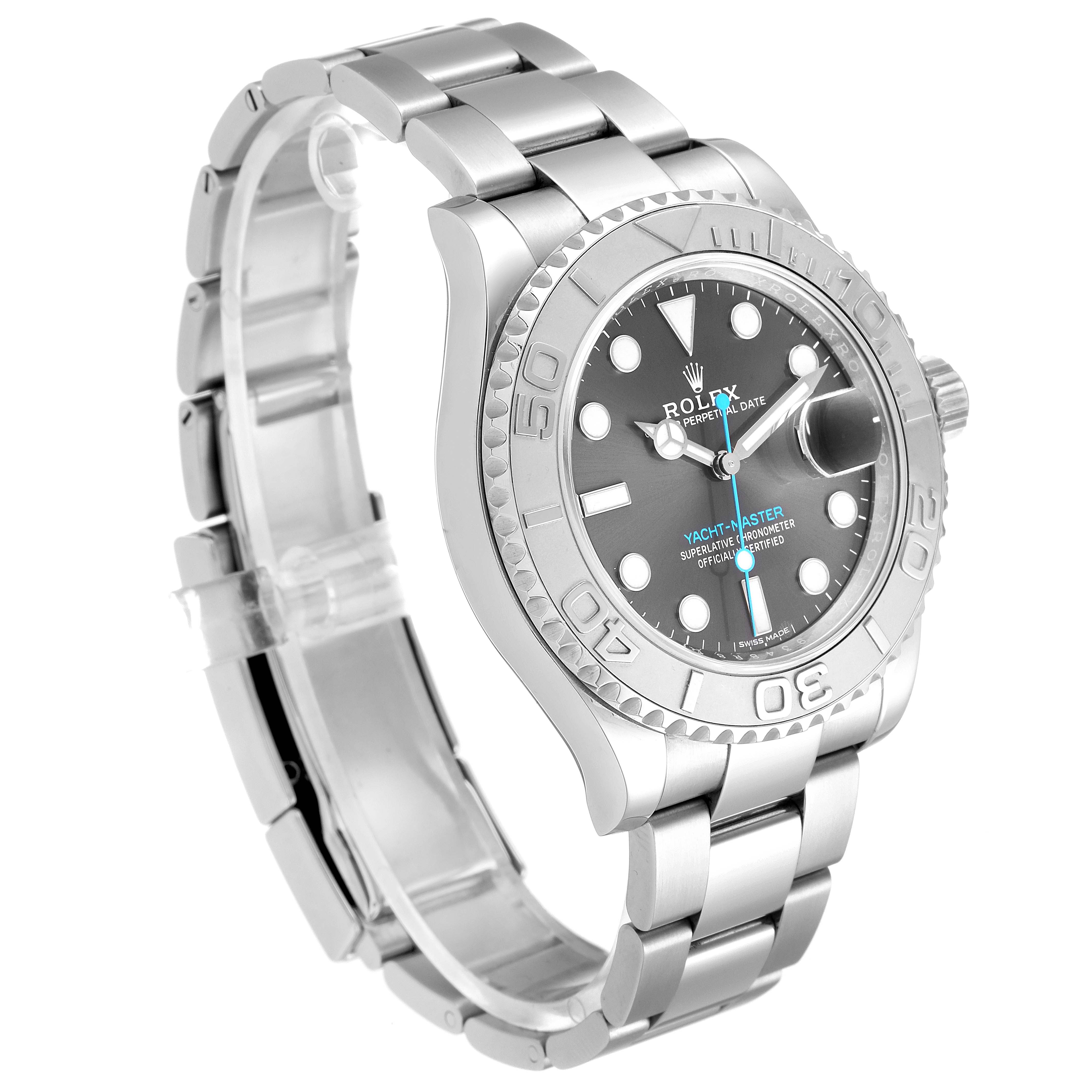 Rolex Yachtmaster Rhodium Dial Steel Platinum Mens Watch 116622 Box ...