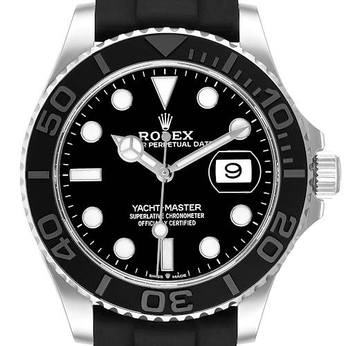 Photo of Rolex Yachtmaster White Gold Oysterflex Bracelet Mens Watch 226659 Box Card