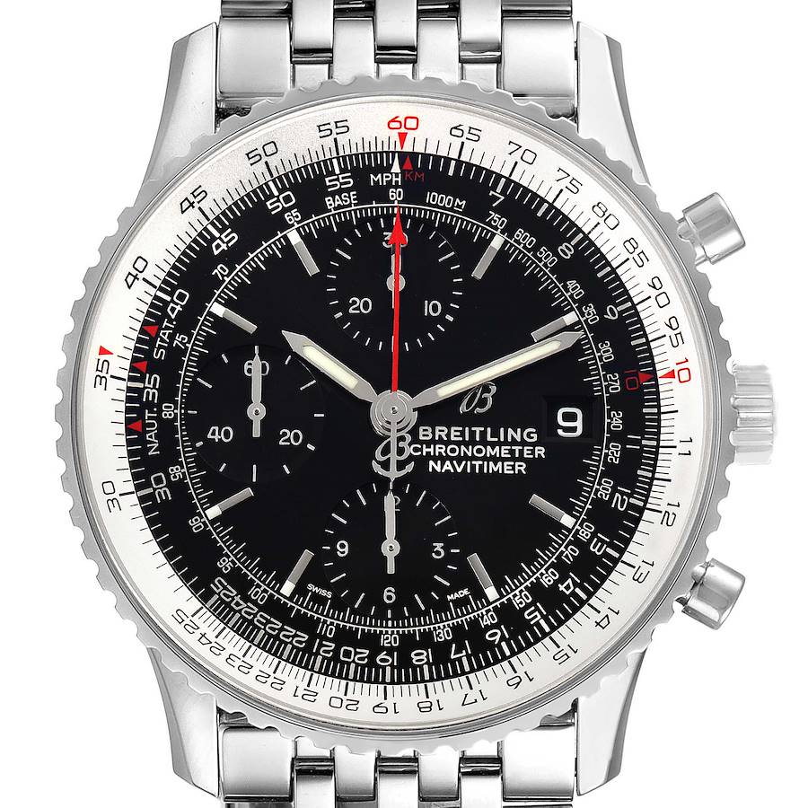 Breitling Navitimer Heritage Black Dial Steel Mens Watch A13324 Box Card SwissWatchExpo