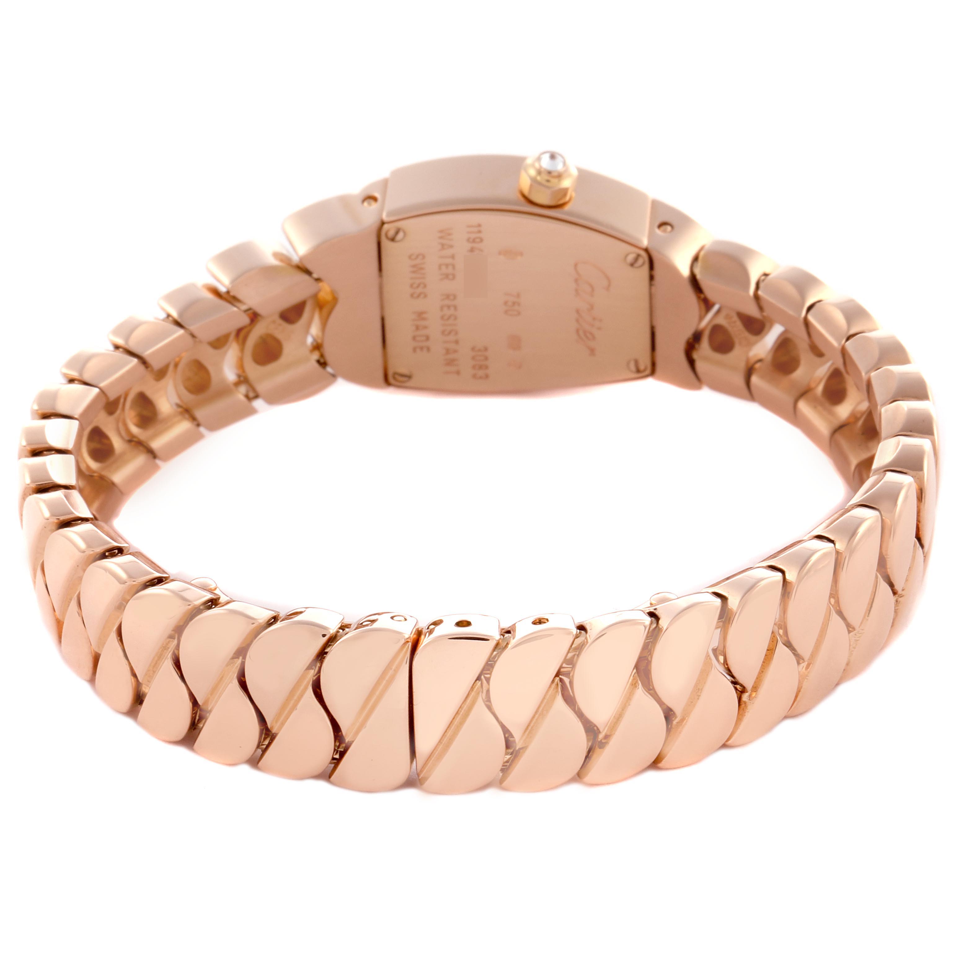 The image shows the back view of the La Dona by Cartier, highlighting the watch band and case back.