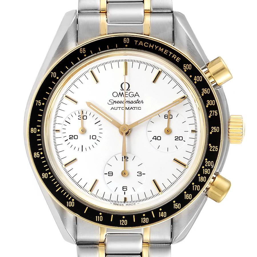 Omega Speedmaster Steel Yellow Gold Chronograph Mens Watch 3310.20.00 Card SwissWatchExpo