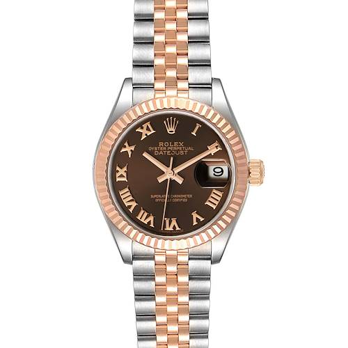 Photo of Rolex Datejust 28 Everose Rolesor Brown Dial Ladies Watch 279171 Box Card