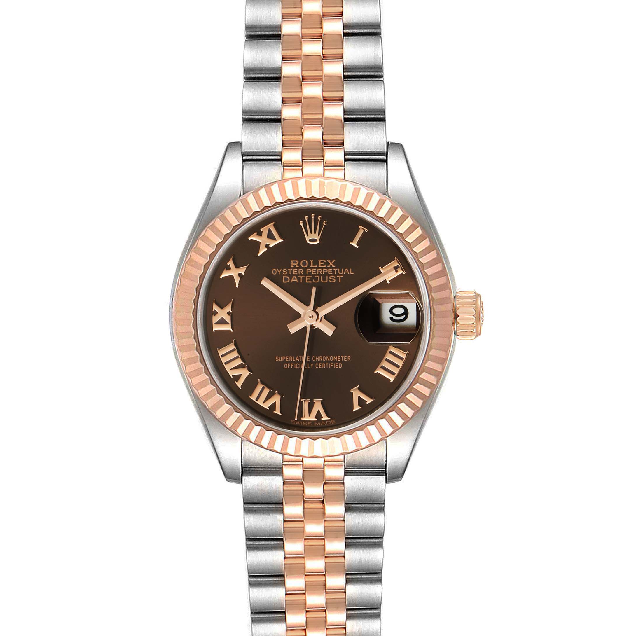 Rolex Datejust 28 Everose Rolesor Brown Dial Ladies Watch 279171 Box ...