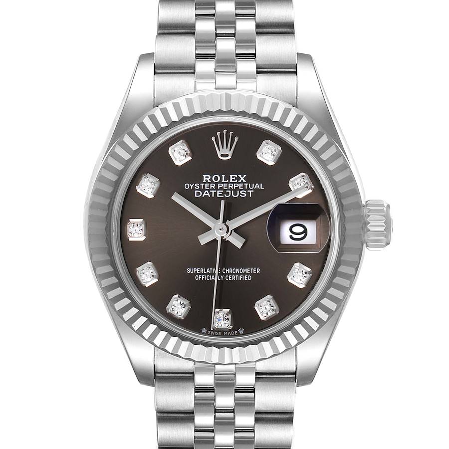 Rolex Datejust 28 Steel White Gold Slate Diamond Dial Watch 279174 Unworn SwissWatchExpo