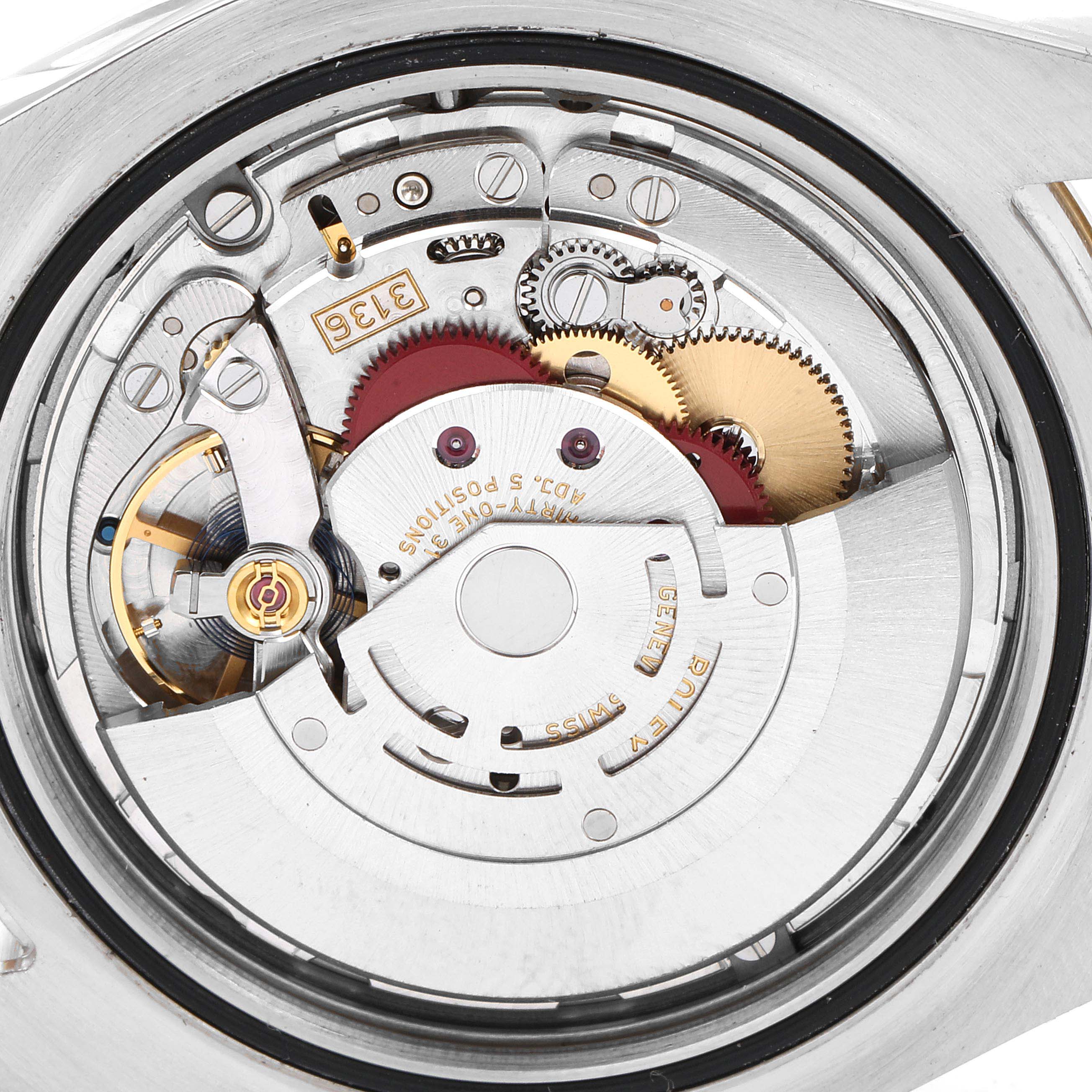 This image shows the internal mechanism of a Rolex Datejust 41 116333 Men's Steel and Gold (two tone) Black Dial 116333 Men's Steel and Gold (two tone) Black Dial watch, focusing on the movement components.