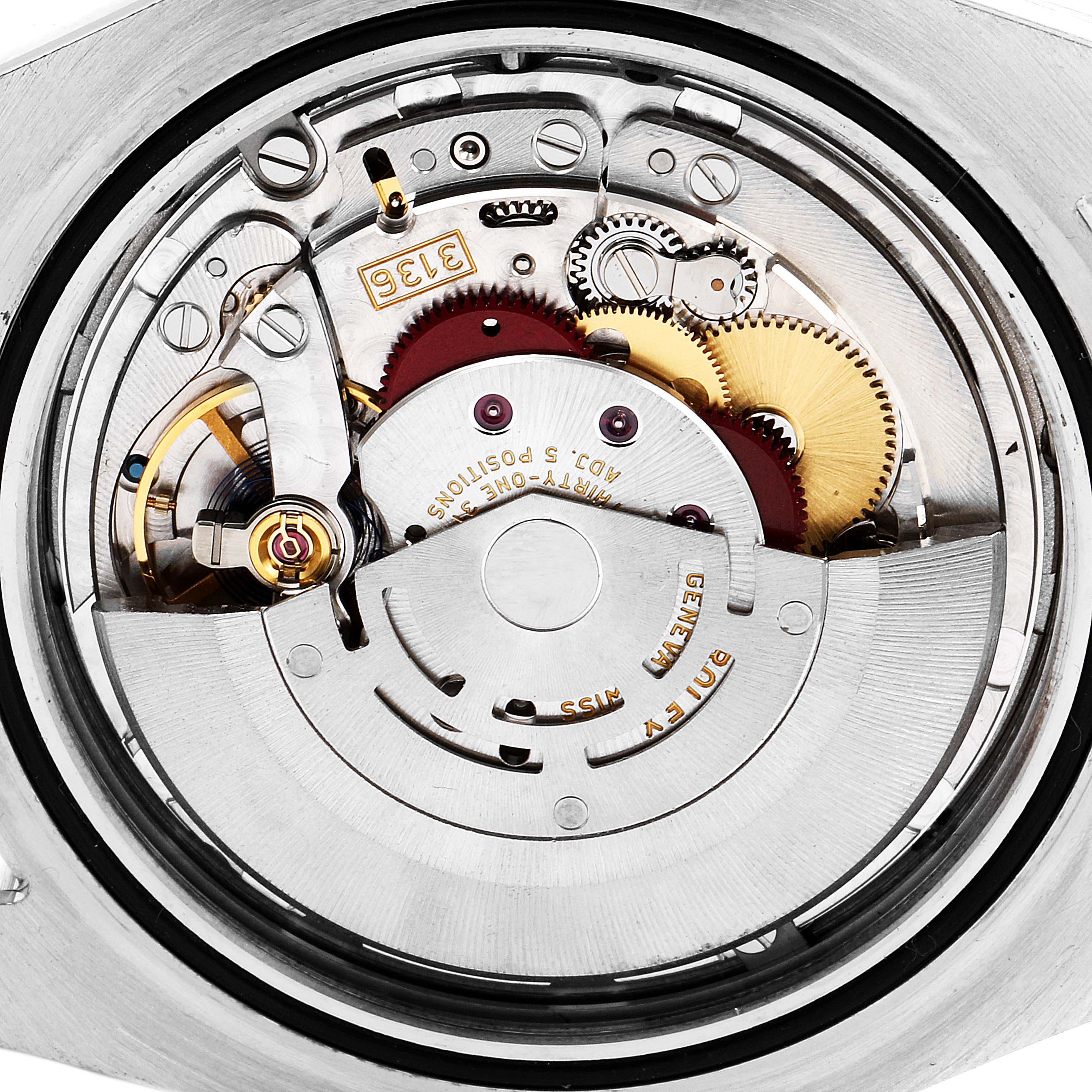 This image shows the movement mechanism of the Rolex Datejust 41 116333 Men's Steel and Gold (two tone) Silver Dial 116333 Men's Steel and Gold (two tone) Silver Dial watch from a close-up, top-down angle.