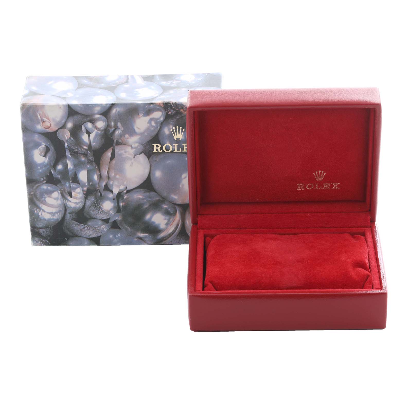 The image shows a Rolex Datejust 69173 Women's Steel and Gold (two tone) White Dial 69173 Women's Steel and Gold (two tone) White Dial watch box and outer packaging with no watch visible.