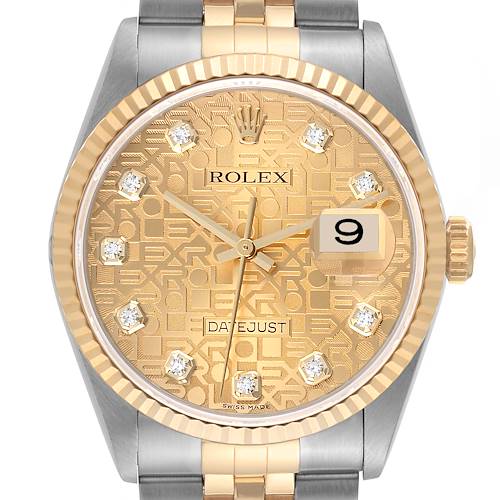 Photo of Rolex Datejust Steel Yellow Gold Anniversary Diamond Dial Mens Watch 16233