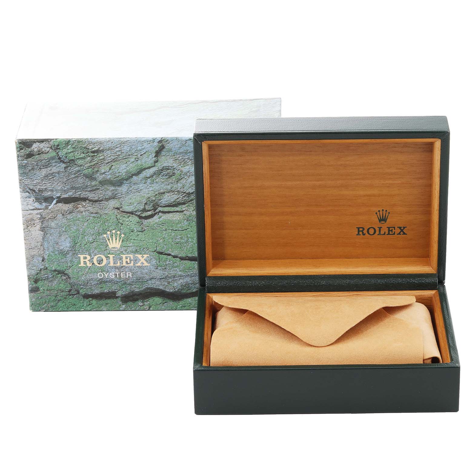 The image shows the open box and outer packaging of a Rolex Datejust 16233 Men's Steel and Gold (two tone) Champagne Dial 16233 Men's Steel and Gold (two tone) Champagne Dial watch, but not the watch itself.