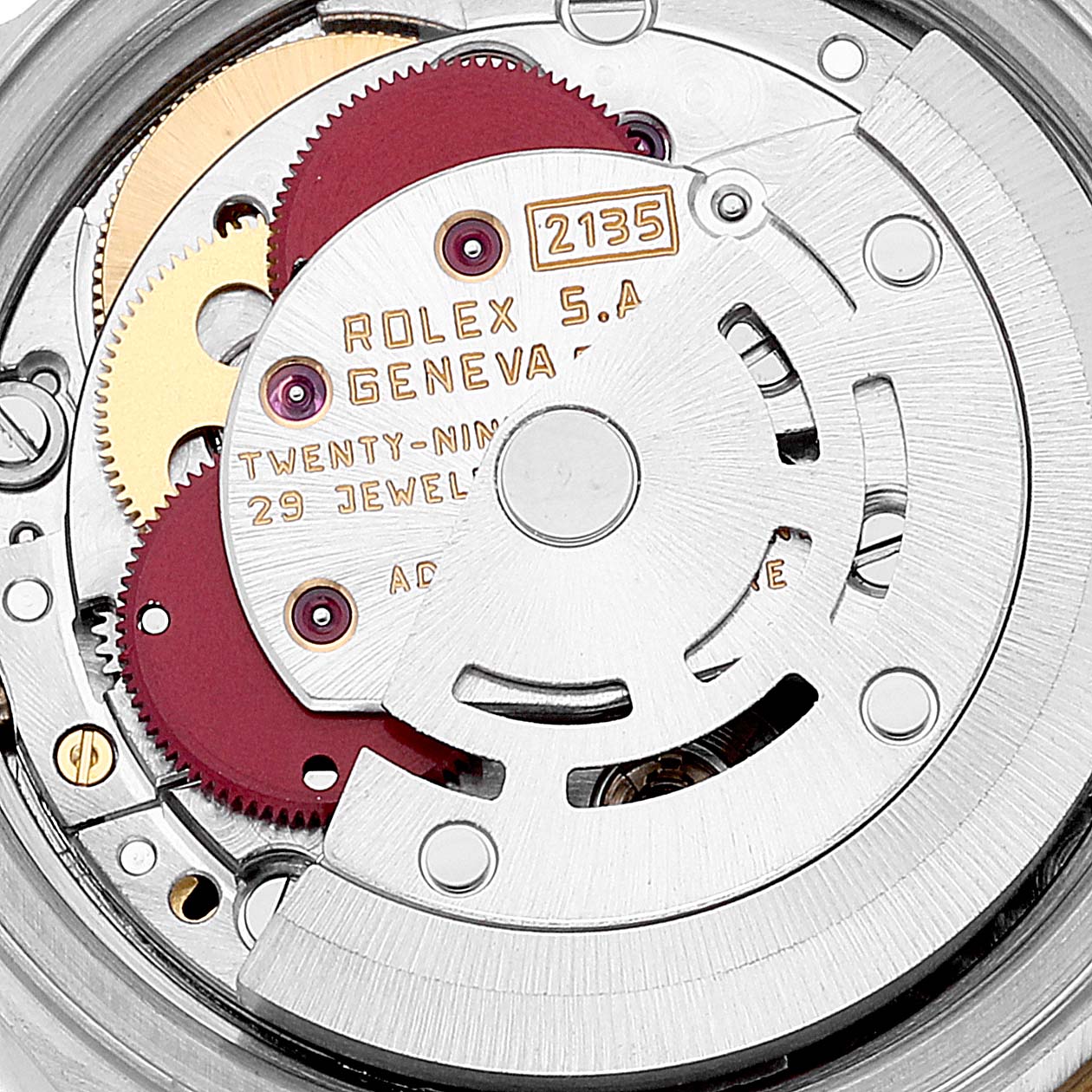 The image shows a close-up of the movement mechanism of a Rolex Datejust 69173 Women's Steel and Gold (two tone) Champagne Dial 69173 Women's Steel and Gold (two tone) Champagne Dial watch.