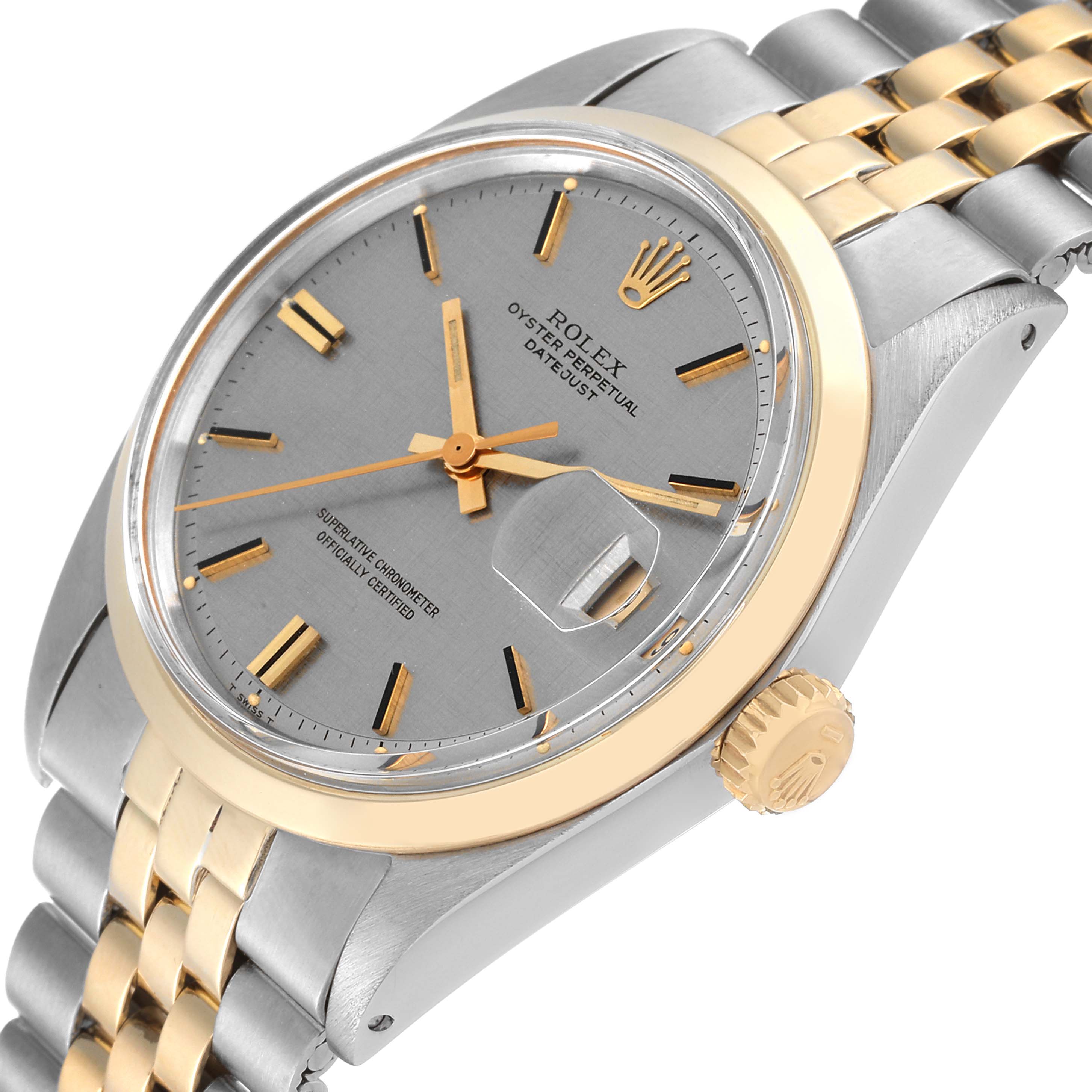 The image shows a Rolex Vintage Collection 1600 Men's Steel and Gold (two tone) Silver Dial 1600 Men's Steel and Gold (two tone) Silver Dial model watch at a three-quarter angle, highlighting the face, bezel, and bracelet.