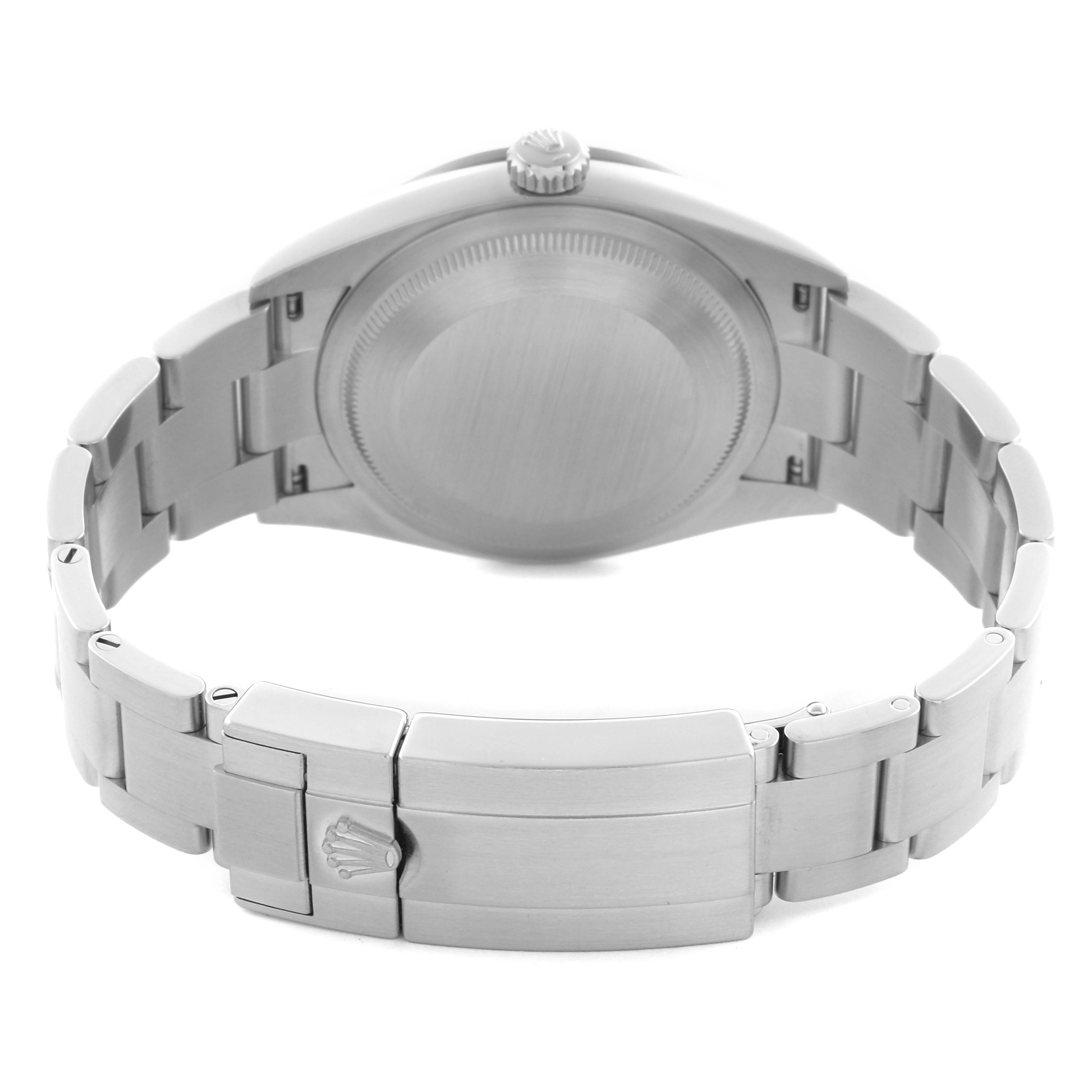 The image shows the back view of a Rolex Explorer 124270 Men's Stainless Steel Black Dial 124270 Men's Stainless Steel Black Dial watch, displaying the case back and bracelet clasp.