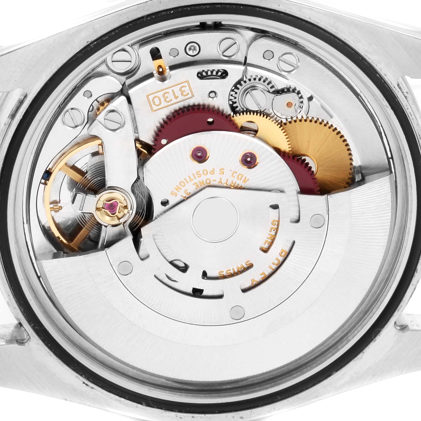 This image shows the inner mechanical movement parts of a Rolex Explorer 114270 Men's Stainless Steel Black Dial 114270 Men's Stainless Steel Black Dial watch from a back view.