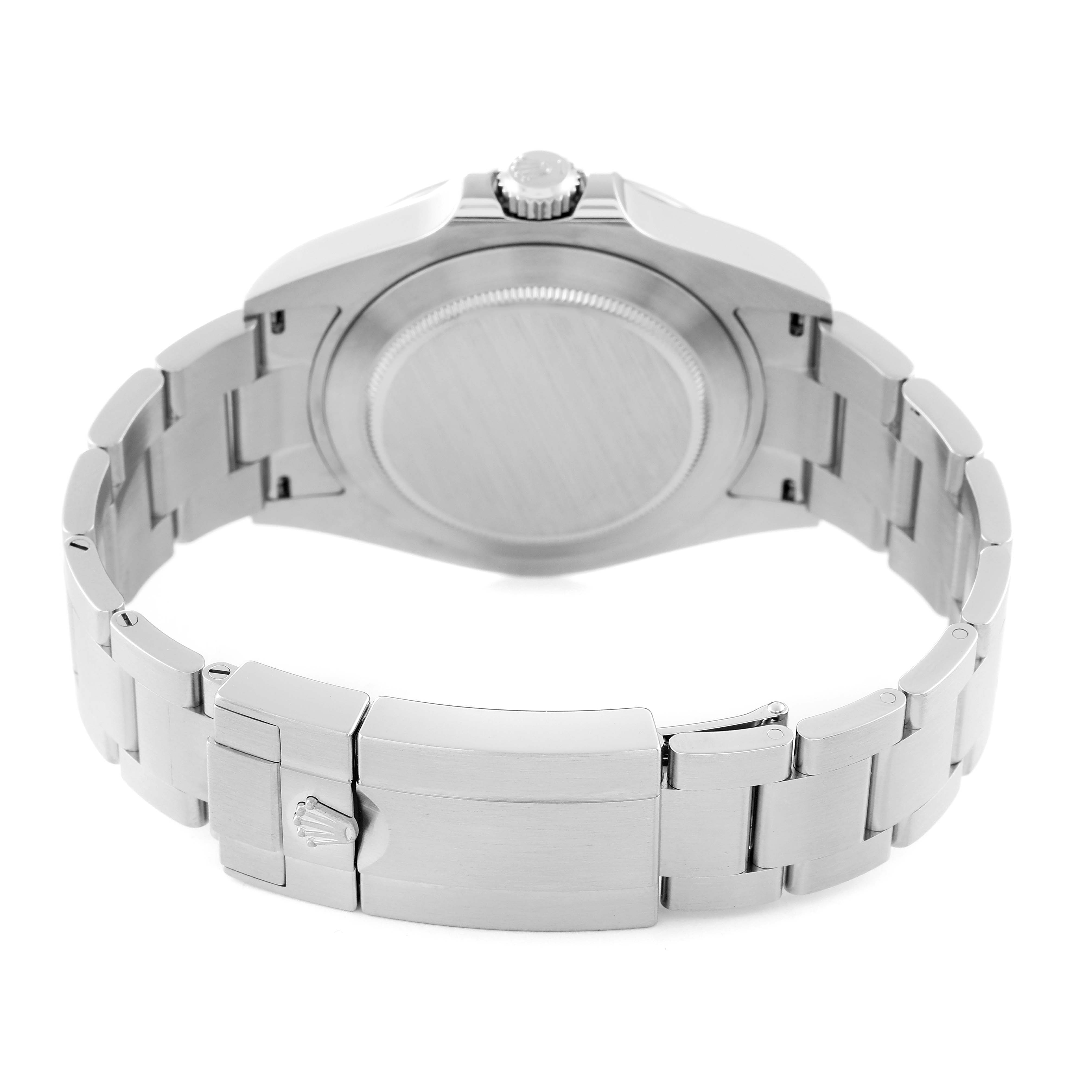This image shows the back case, bracelet, and clasp of the Rolex Explorer 226570 Men
s Stainless Steel White Dial 226570 Men
s Stainless Steel White Dial watch.