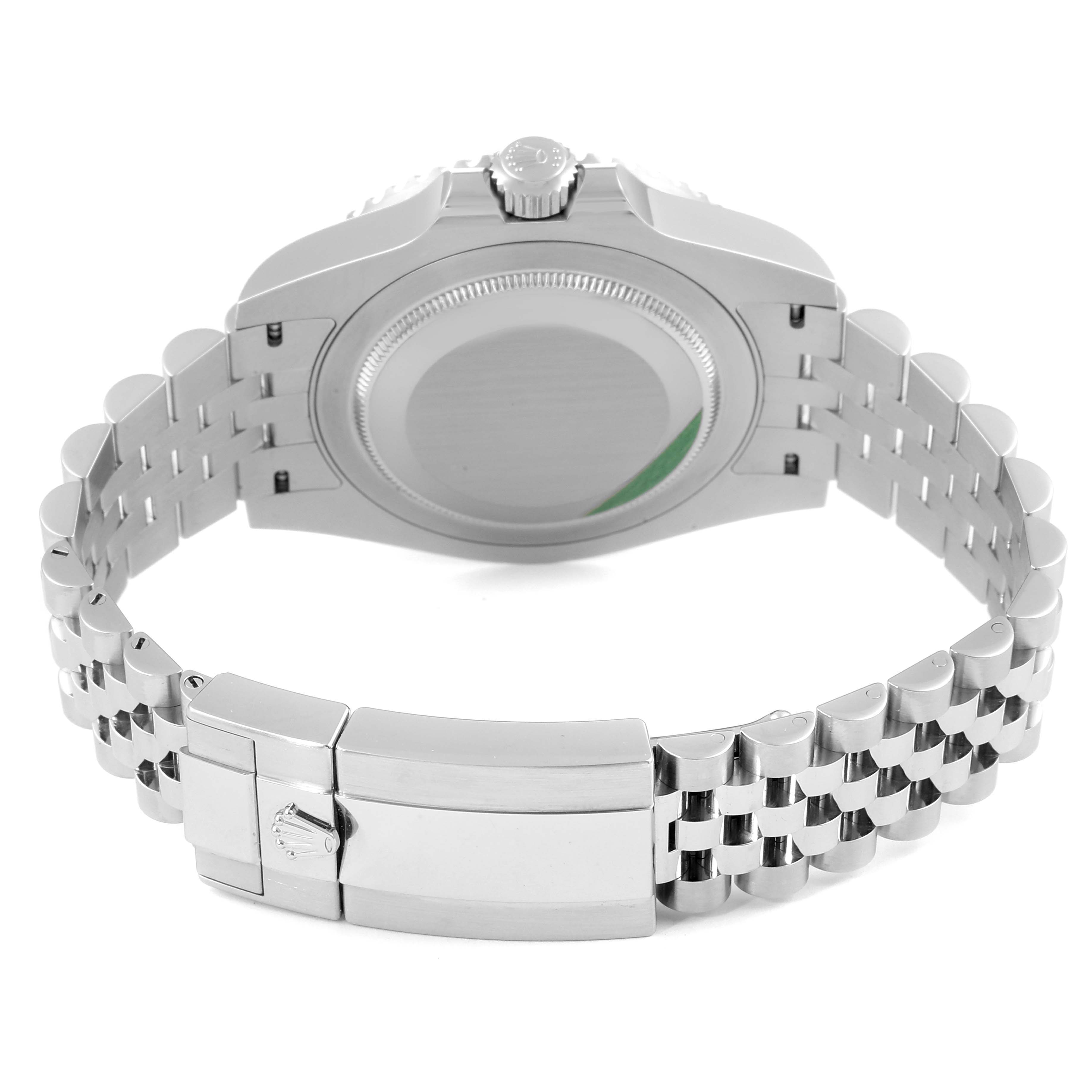 The image shows the back case and bracelet of a Rolex GMT-Master 126710 Men
s Stainless Steel Black Dial 126710 Men
s Stainless Steel Black Dial watch.