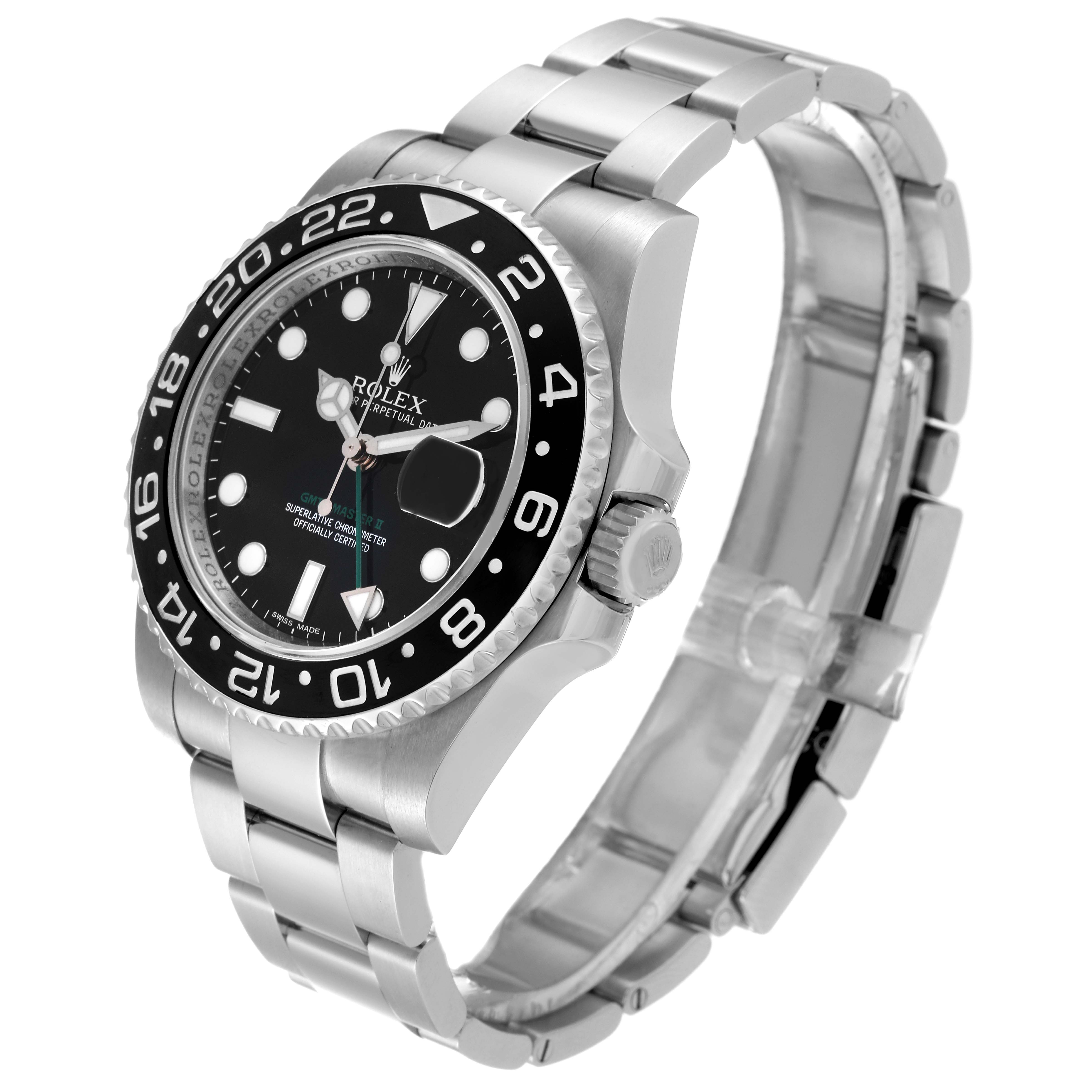 The image shows a Rolex GMT-Master 116710 Men
s Stainless Steel Black Dial 116710 Men
s Stainless Steel Black Dial watch at a slight angle, highlighting its bezel, dial, and bracelet.