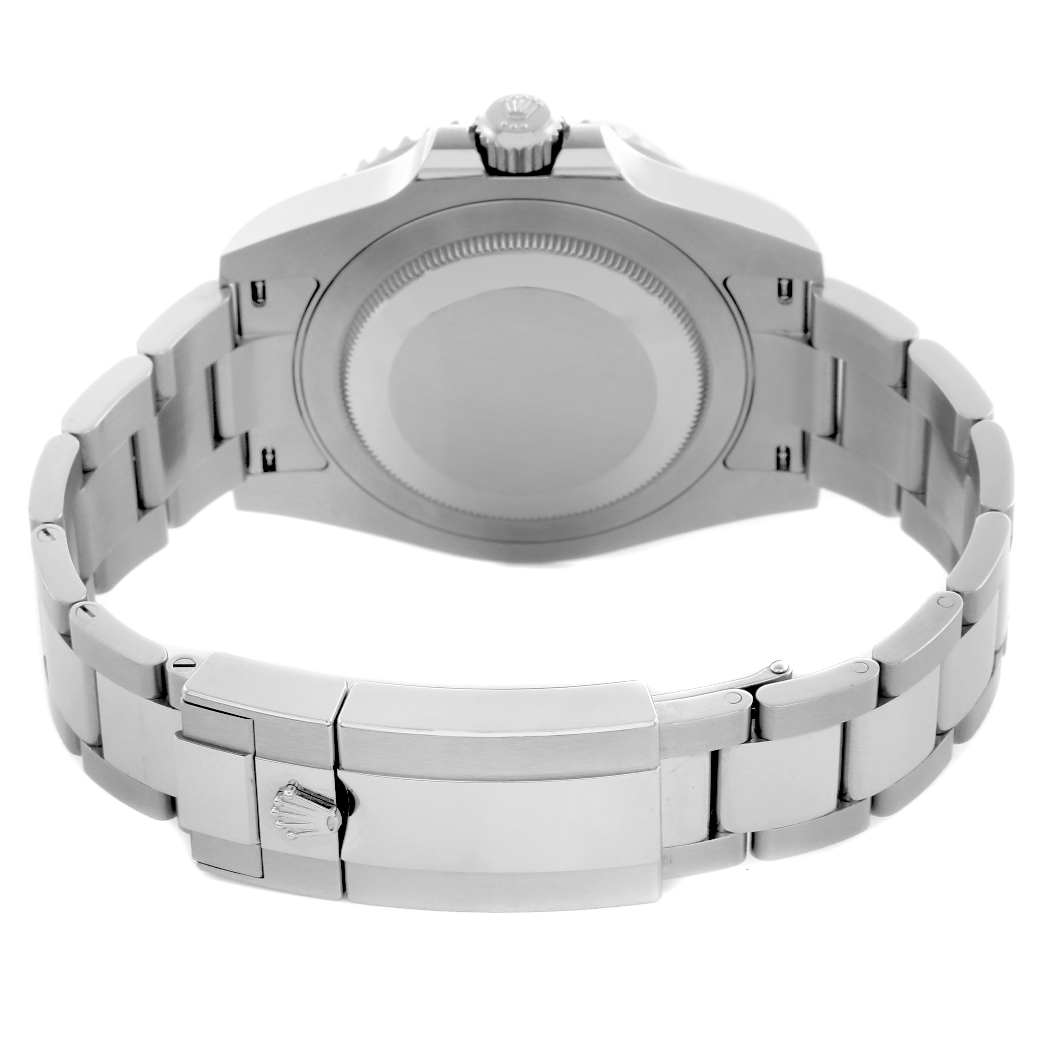 The image shows the back view of a Rolex GMT-Master 126710GRNR Men's Stainless Steel Black Dial 126710GRNR Men's Stainless Steel Black Dial, highlighting the case back, bracelet, and clasp.