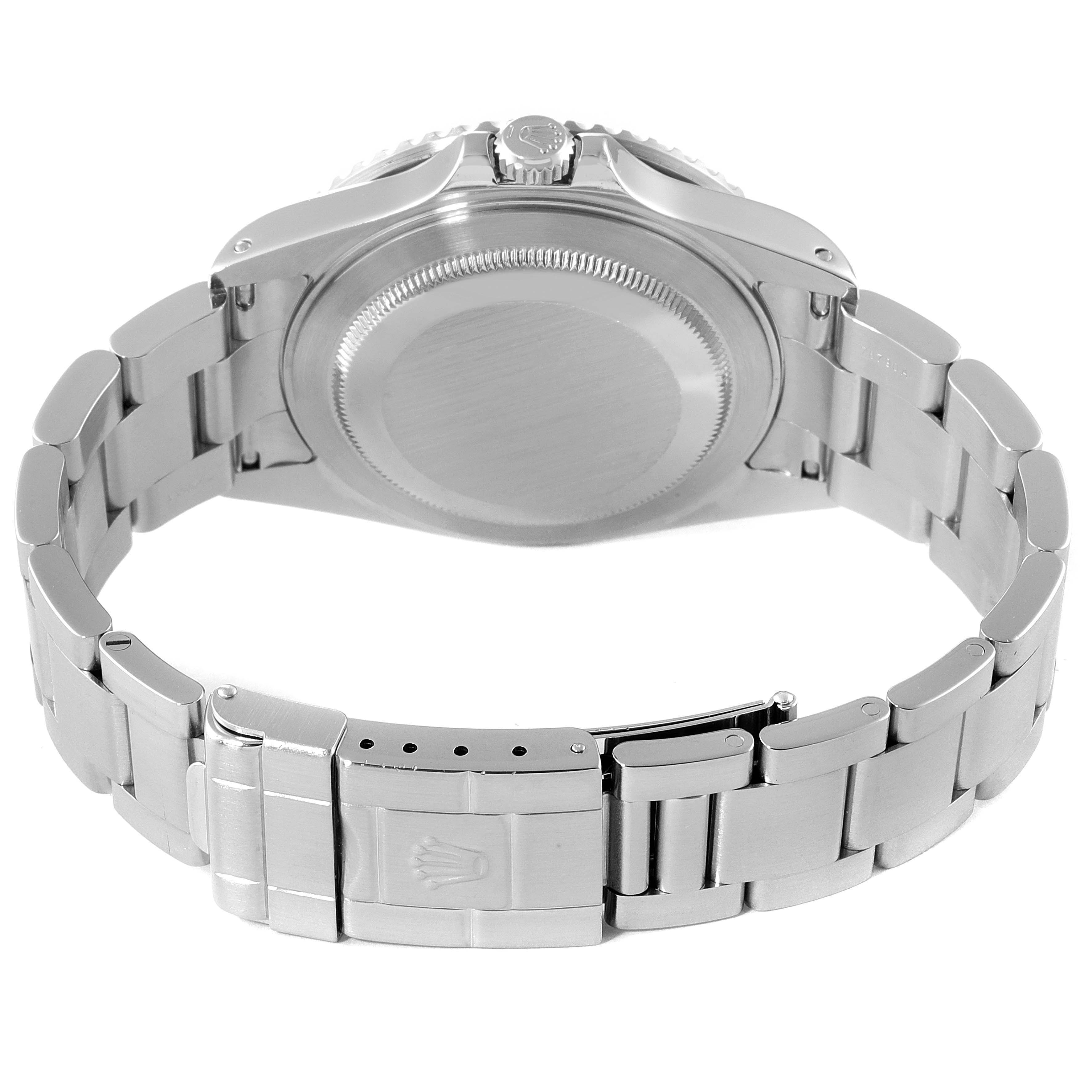 This image shows the back case and bracelet of a Rolex GMT-Master 16710 Men
s Stainless Steel Black Dial 16710 Men
s Stainless Steel Black Dial watch from a rear angle.