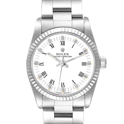 Photo of Rolex Midsize 31 Steel White Gold White Roman Dial Ladies Watch 67514