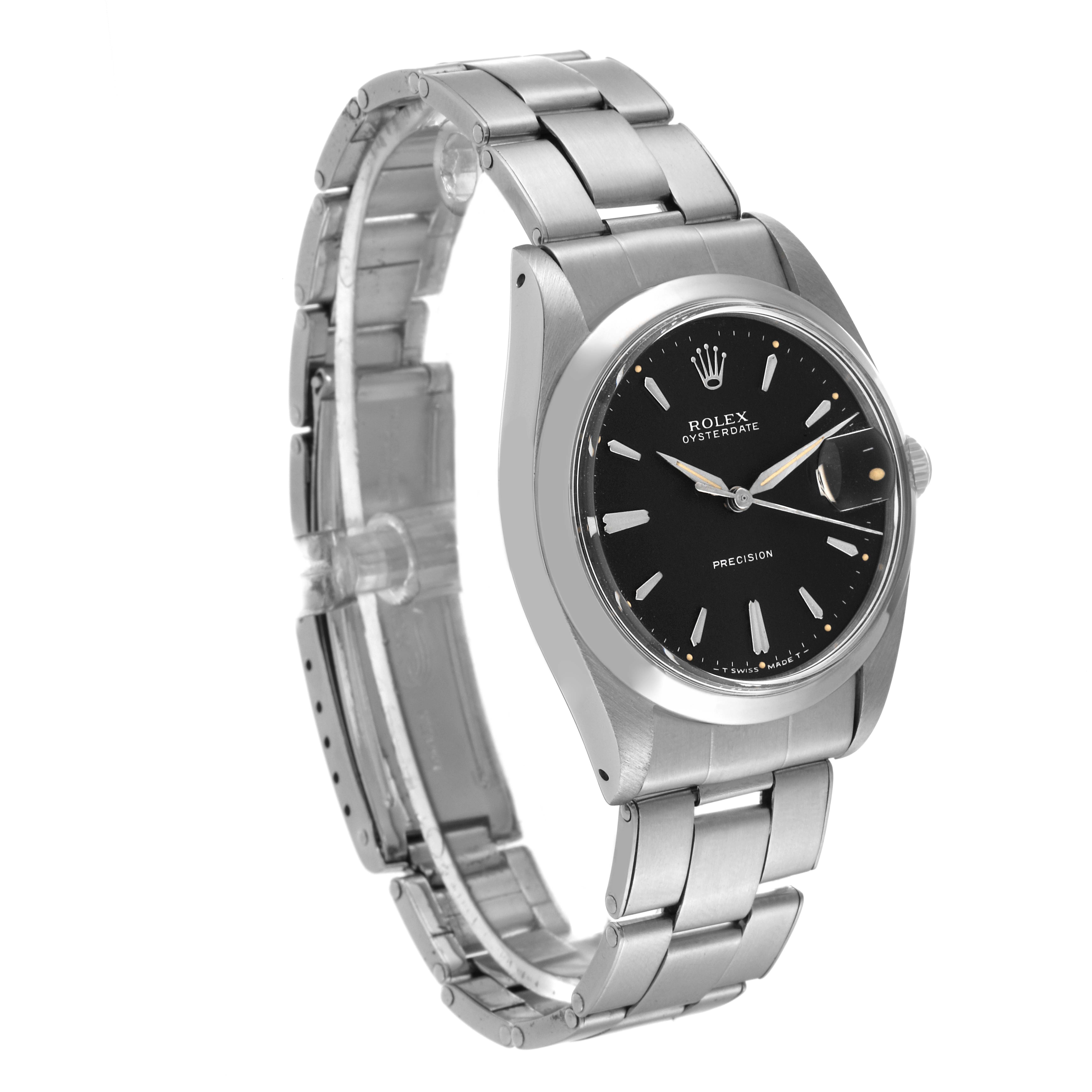 The image shows a Rolex Vintage Collection 6694 Men's Stainless Steel Black Dial 6694 Men's Stainless Steel Black Dial model from an isometric angle displaying the dial and bracelet.