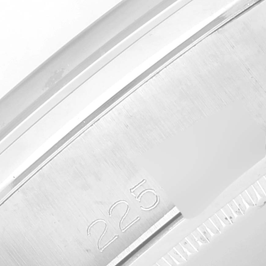 This image shows a close-up of the case back with the serial number of a Rolex Vintage Collection 6694 Men
s Stainless Steel Silver Dial 6694 Men
s Stainless Steel Silver Dial model watch.