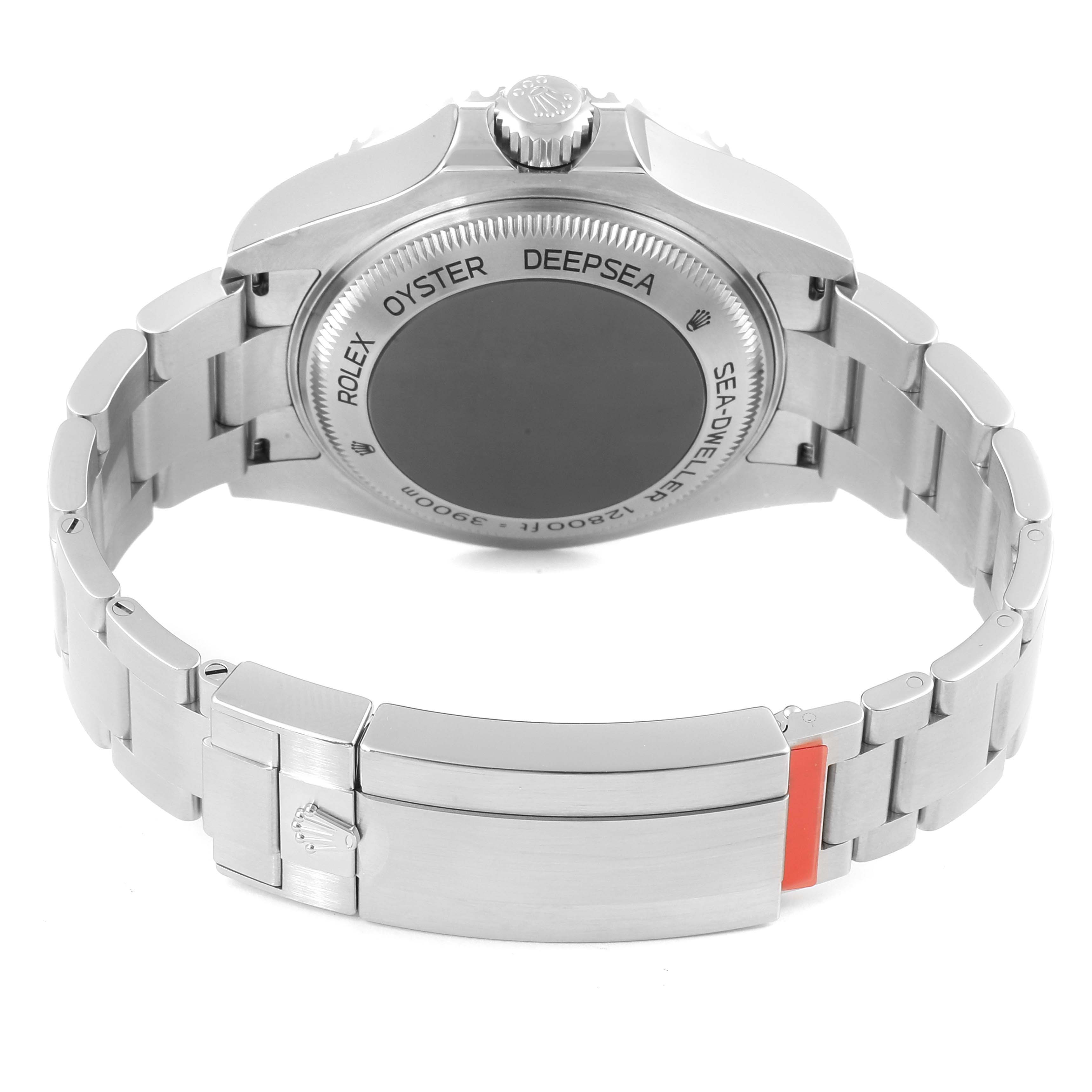 The image shows the back case and bracelet of a Rolex Sea-Dweller 126660 Men's Stainless Steel Blue Dial 126660 Men's Stainless Steel Blue Dial watch from a rear angle.