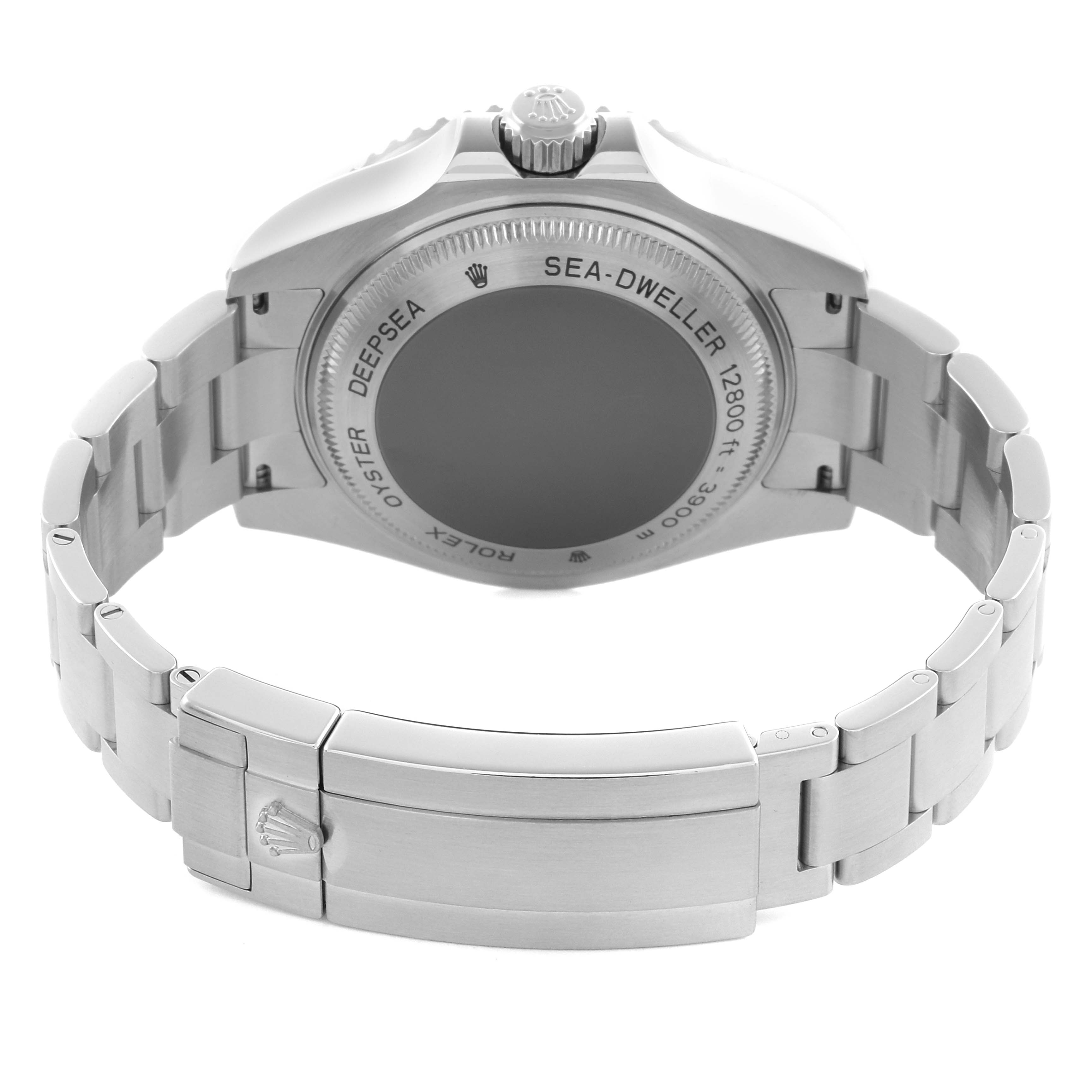 The image shows the back case and bracelet of a Rolex Sea-Dweller 116660 Men's Stainless Steel Black Dial 116660 Men's Stainless Steel Black Dial watch from a rear angle.