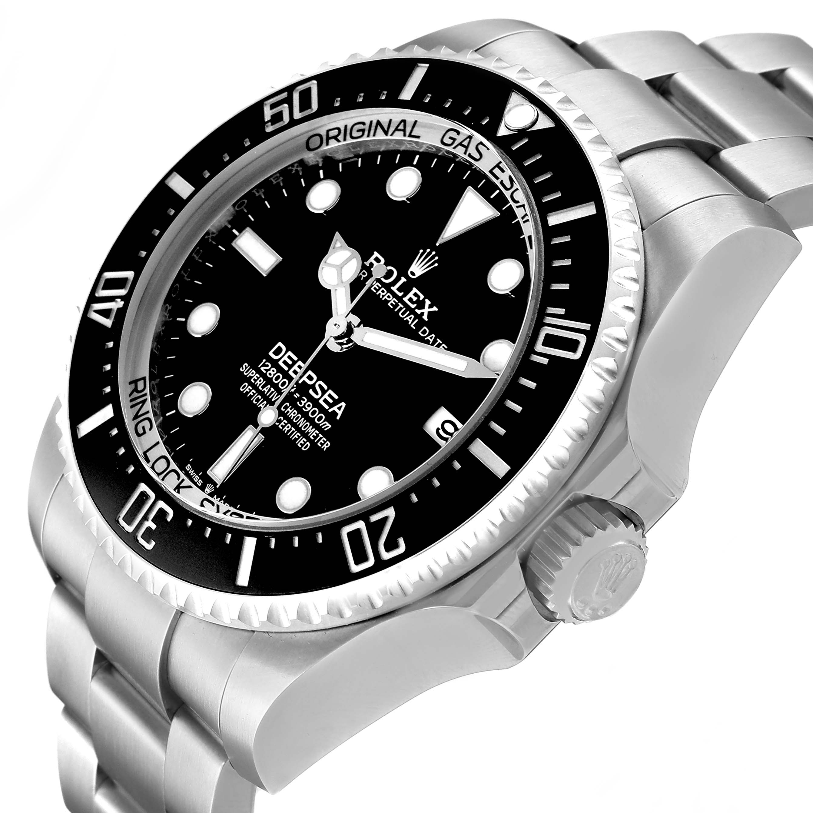 The image shows the Rolex Sea-Dweller 136660 Men's Stainless Steel Black Dial watch at an angle highlighting the bezel, dial, crown, and bracelet.