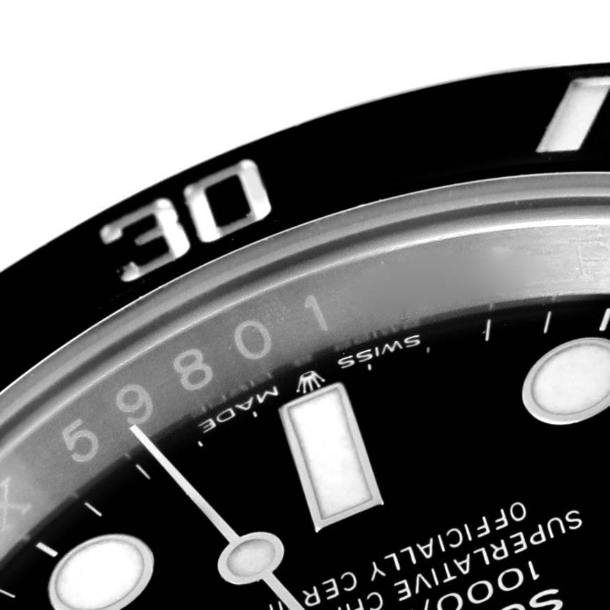 The image shows a close-up angle of the dial and bezel of a Rolex Submariner 126610 Men
s Stainless Steel Black Dial 126610 Men
s Stainless Steel Black Dial watch.