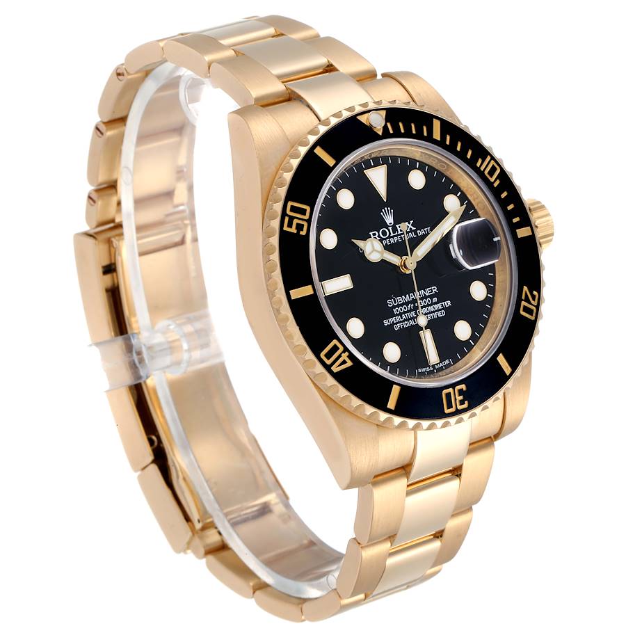 Rolex Yellow Gold Submariner Date Watch - Black Dial - 116618 bk