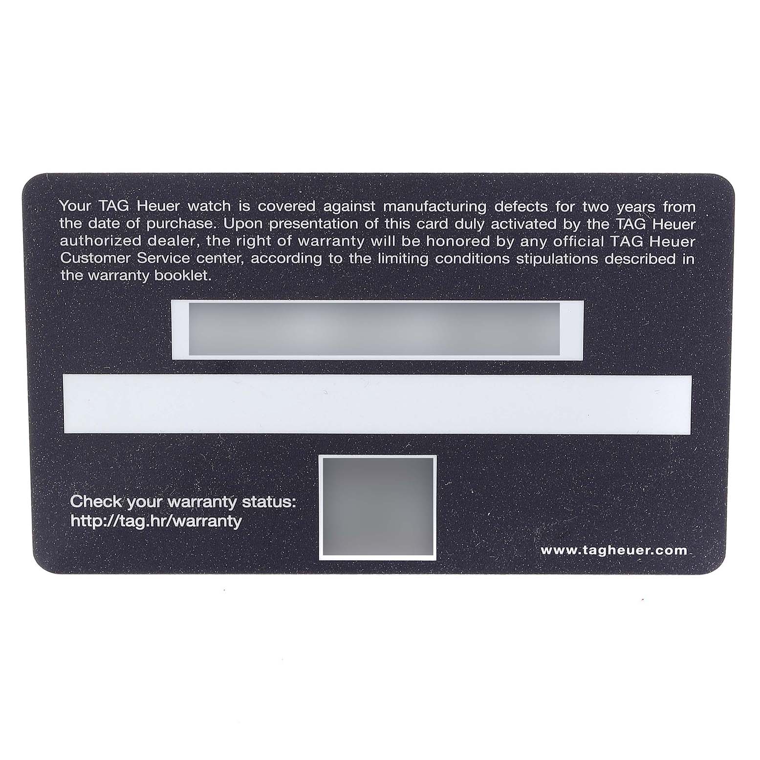 This image shows a warranty card for the Tag Heuer Carrera CBN2013.FC6483 Men's Stainless Steel White Dial CBN2013.FC6483 Men's Stainless Steel White Dial model watch.