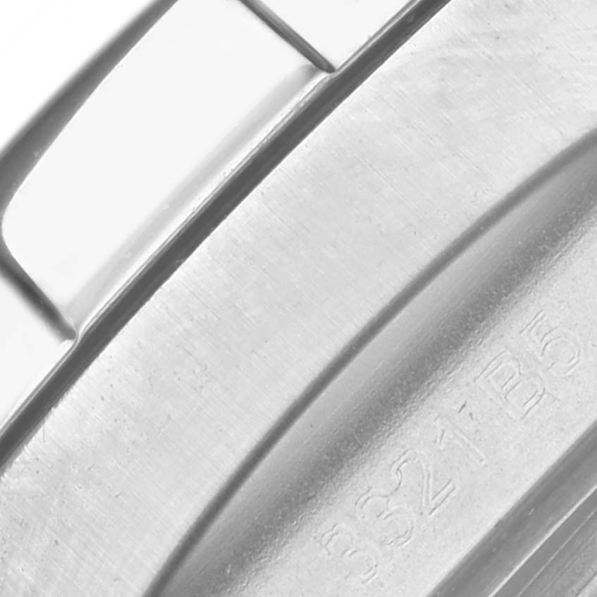 The image shows a close-up of the metal bracelet links of a Breitling Avenger A32397 Men's Stainless Steel White Dial A32397 Men's Stainless Steel White Dial watch, highlighting the brushed finish.