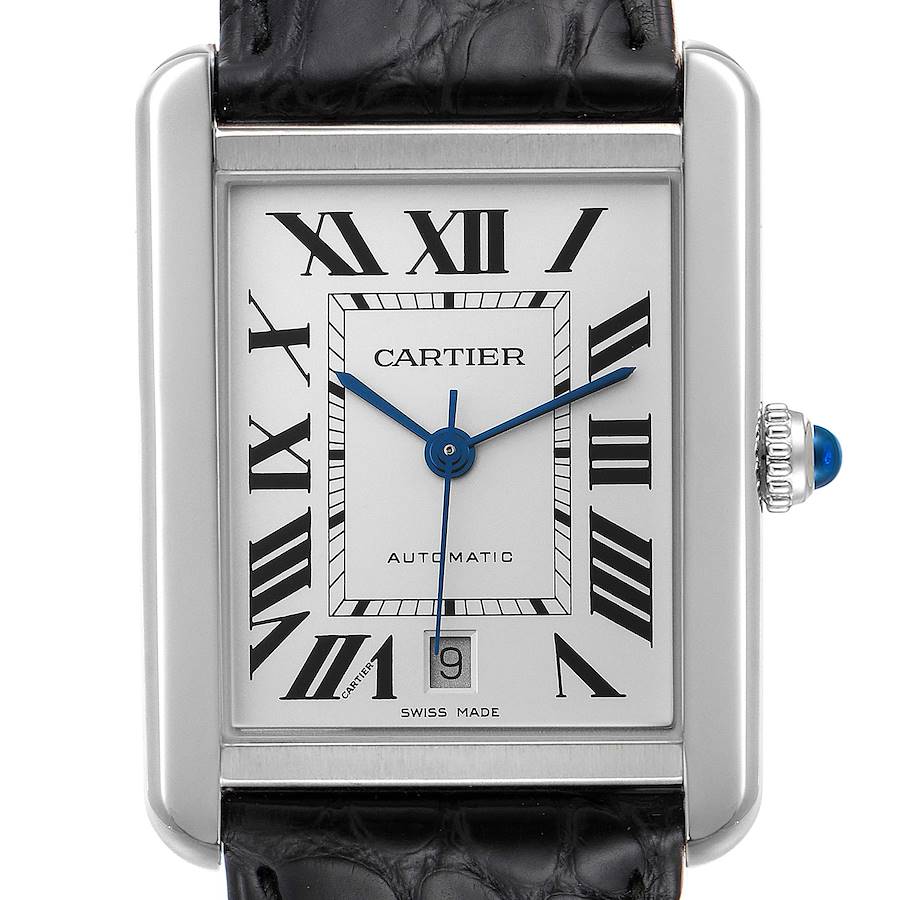 Cartier Tank Solo XL Automatic Stainless Steel Mens Watch W5200027 Box Card SwissWatchExpo