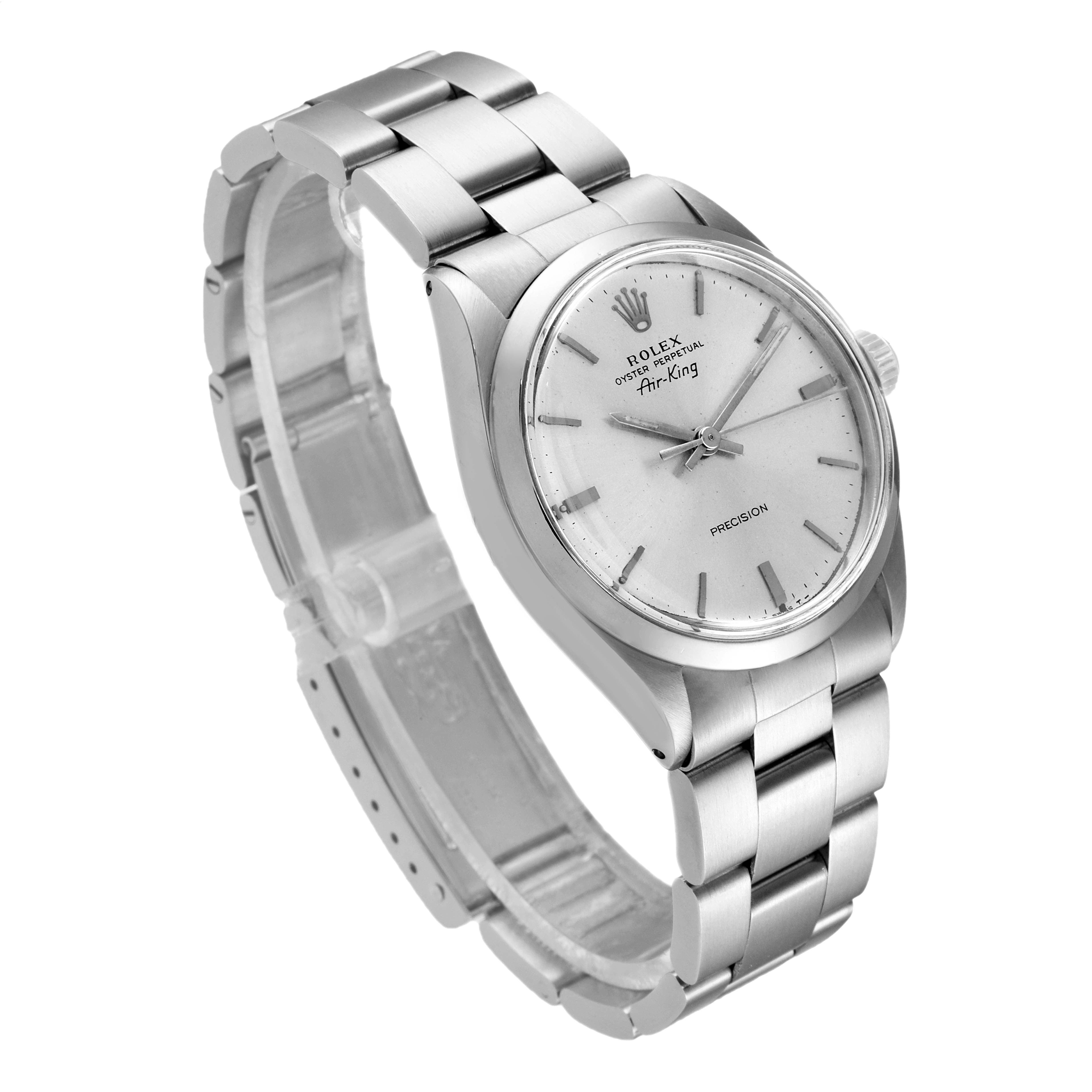 The Rolex Vintage Collection 5500 Men
s Stainless Steel Silver Dial 5500 Men
s Stainless Steel Silver Dial model is shown at a three-quarter angle, featuring the watch face, bracelet, and crown.