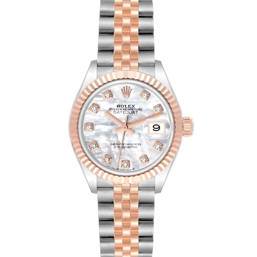Rolex Datejust 28 Steel Rose Gold Mother Of Pearl Diamond Dial Ladies Watch 279171 Unworn SwissWatchExpo