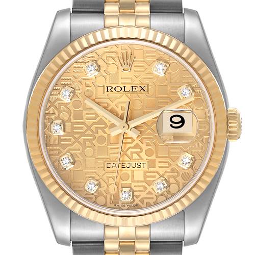 Photo of Rolex Datejust Steel Yellow Gold Anniversary Diamond Dial Mens Watch 116233