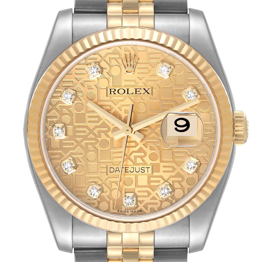 Rolex Datejust Steel Yellow Gold Anniversary Diamond Dial Mens Watch 116233 SwissWatchExpo