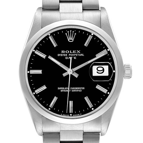 Photo of Rolex Oyster Perpetual Date Steel Black Dial Mens Watch 15200