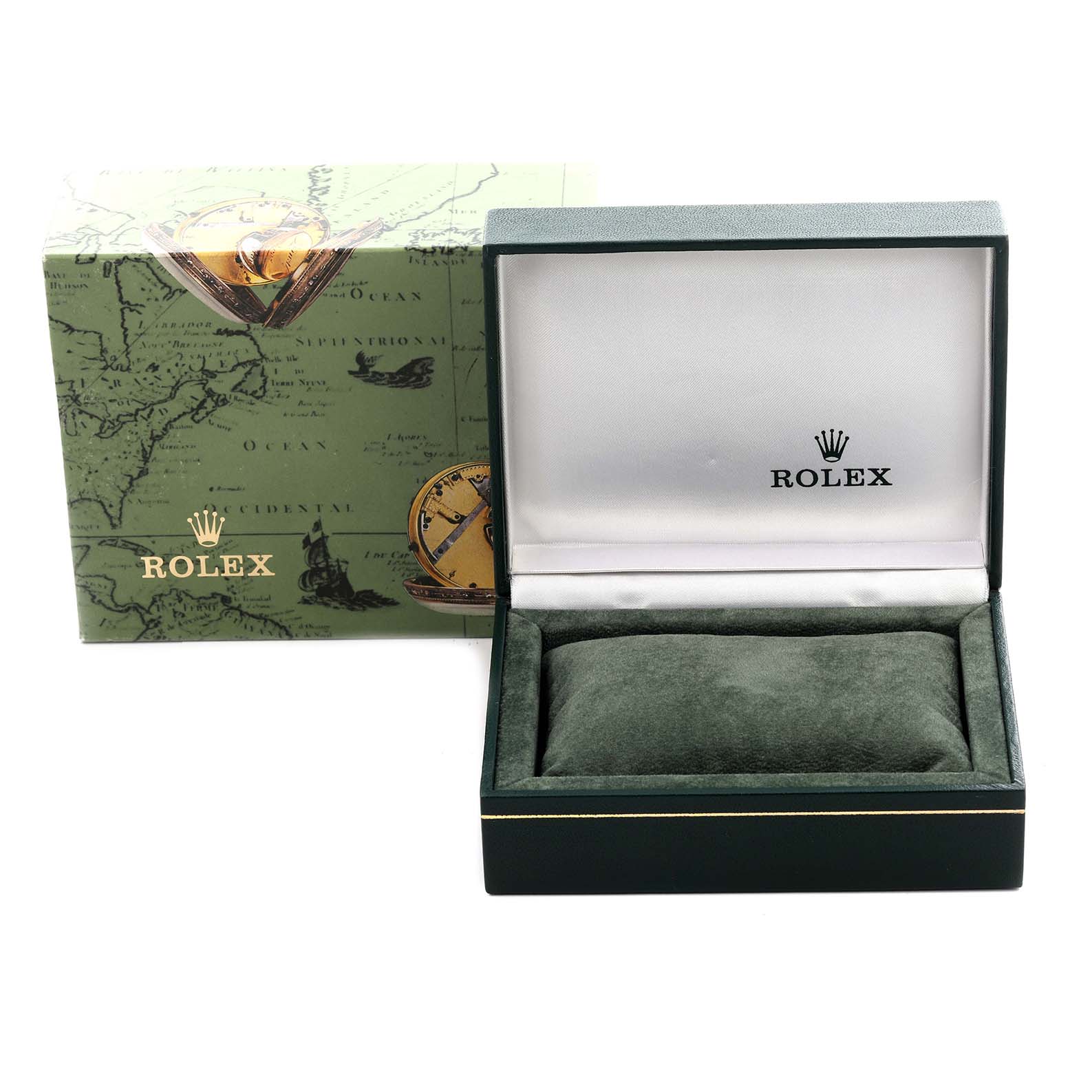 The image shows a Rolex Mid-Size 77080 Women's Stainless Steel Black Dial 77080 Women's Stainless Steel Black Dial model watch box and outer packaging, displaying the brand logo prominently.