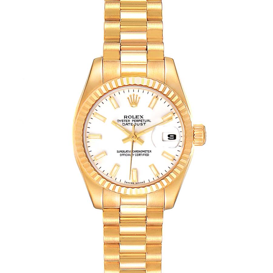 Rolex President Datejust Yellow Gold White Dial Ladies Watch 179178 SwissWatchExpo