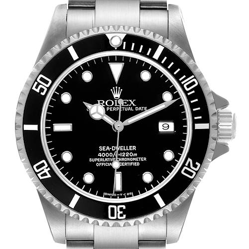 Photo of Rolex Seadweller 4000 Black Dial Bezel Steel Mens Watch 16600 Box Papers