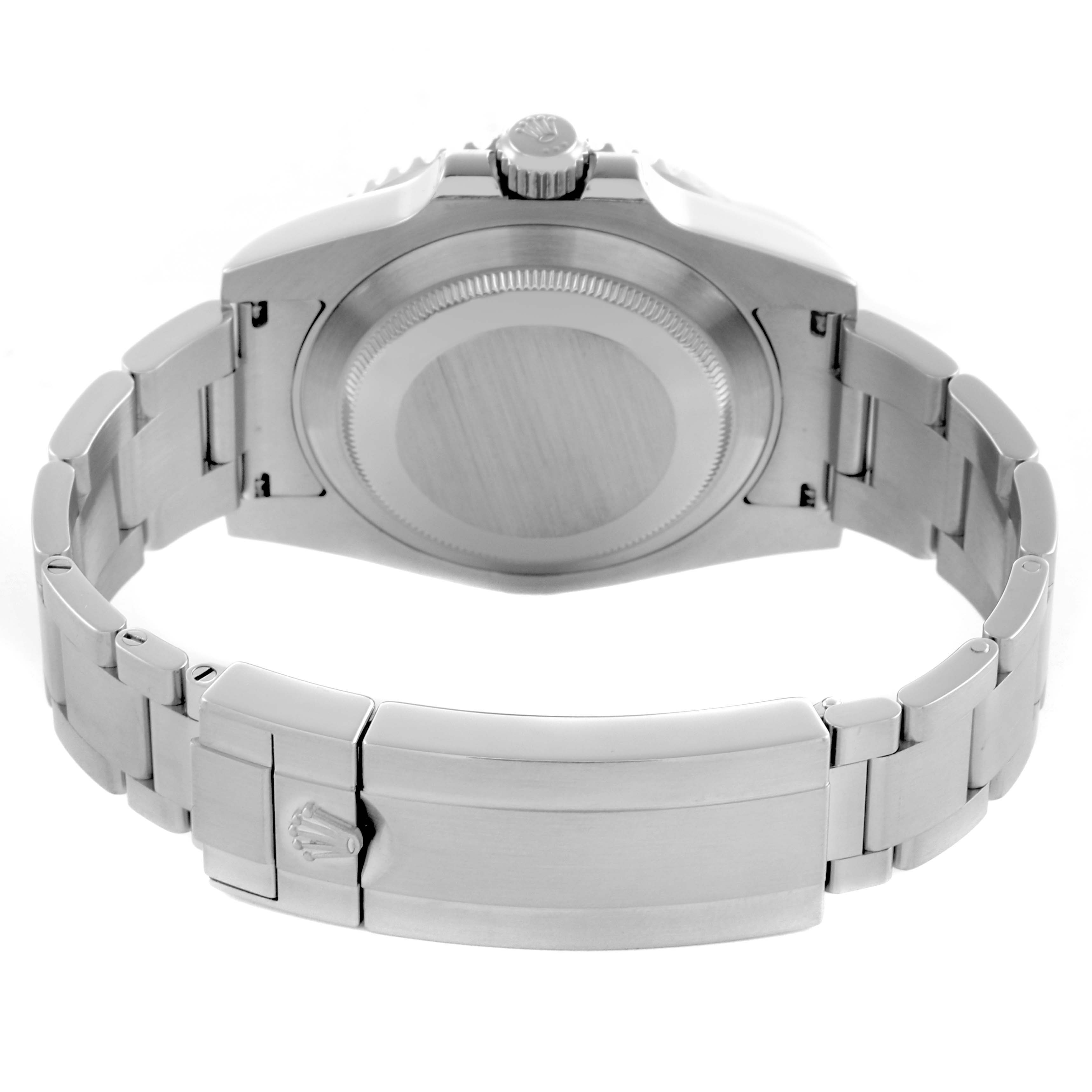 The image shows the back view of a Rolex Submariner 116610LN Men's Stainless Steel Black Dial 116610LN Men's Stainless Steel Black Dial, highlighting the case back, bracelet, and clasp.