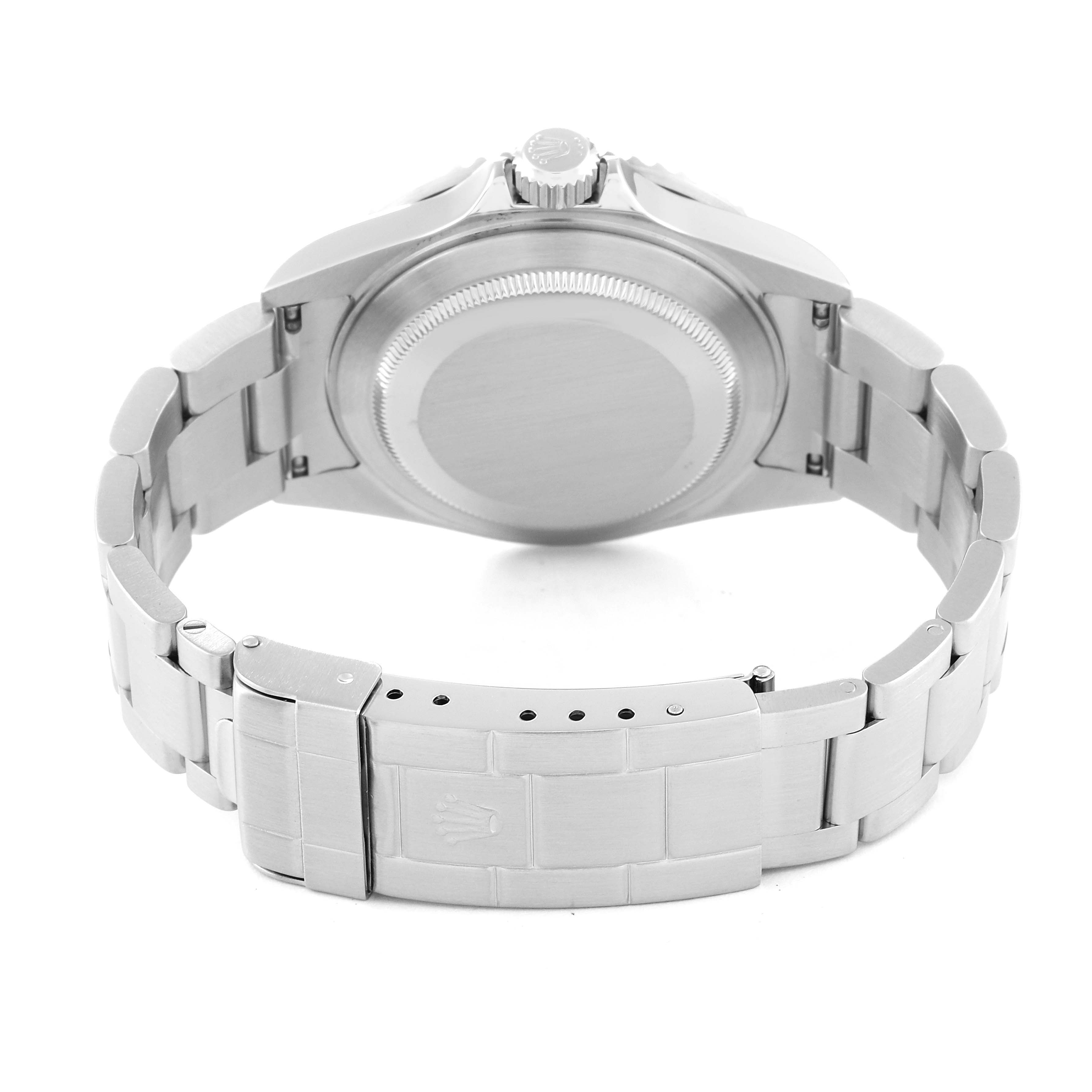 The image shows the back case and bracelet of the Rolex Submariner 16610 Men
s Stainless Steel Black Dial 16610 Men
s Stainless Steel Black Dial watch from a rear angle.