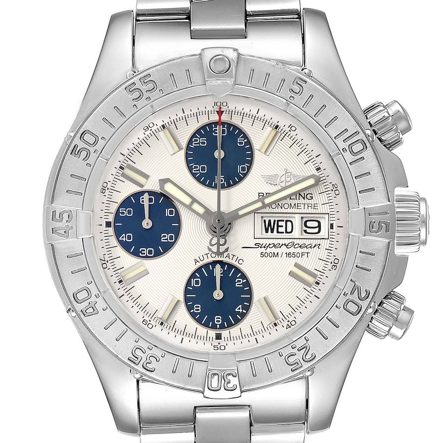 Breitling Aeromarine Superocean Silver Dial Mens Watch A13340 Box Papers SwissWatchExpo