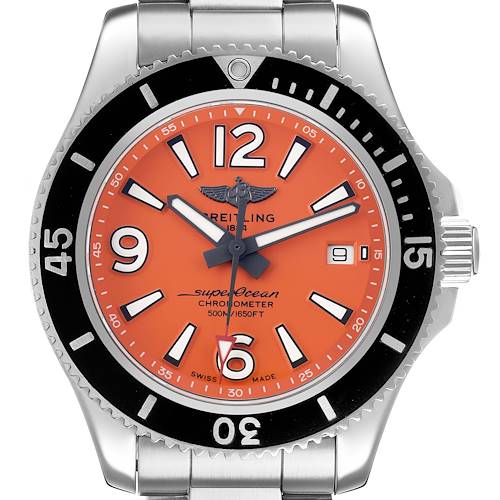 Photo of Breitling Superocean 42 Orange Dial Steel Mens Watch A17366 Card