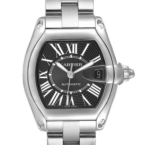 Photo of Cartier Roadster Large Black Dial Steel Automatic Mens Watch W62041V3 Box Papers