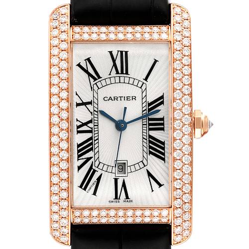 Photo of Cartier Tank Americaine Large Rose Gold Diamond Mens Watch WB704851