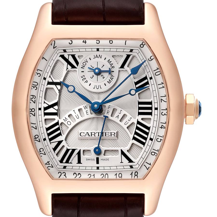 Cartier Tortue Perpetual Calendar Automatic Rose Gold Mens Watch W1580045 SwissWatchExpo
