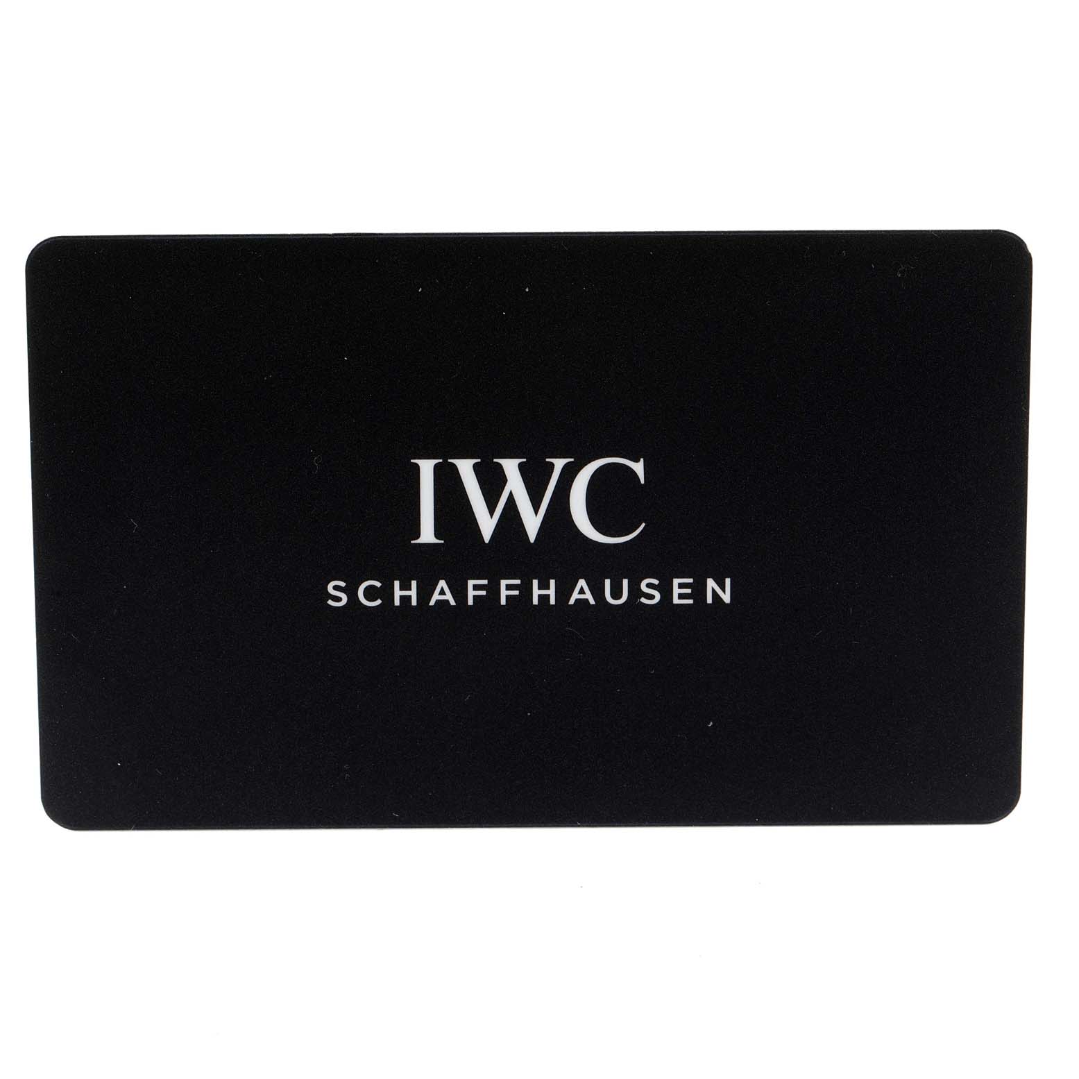 The image shows an IWC Schaffhausen branded accessory card for the Pilot model watch.