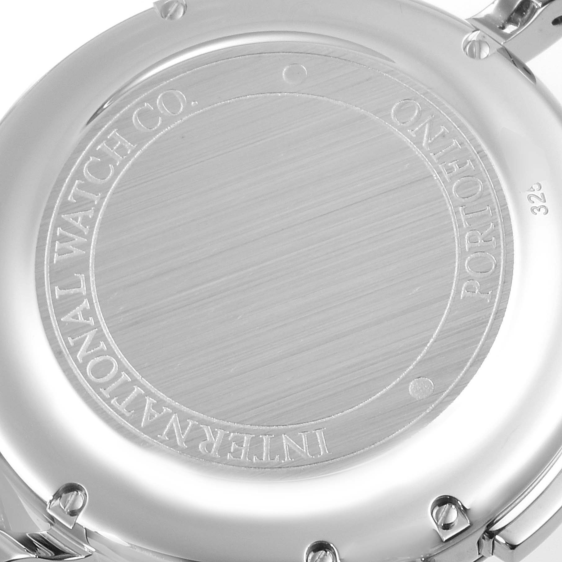 This is the back case of the IWC Portofino IW378302  Men's Stainless Steel Silver Dial IW378302  Men's Stainless Steel Silver Dial watch, showing the brand engraving.